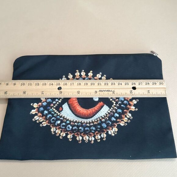 Embroidered Eye Design Black Clutch W1 - Picture 5 of 6